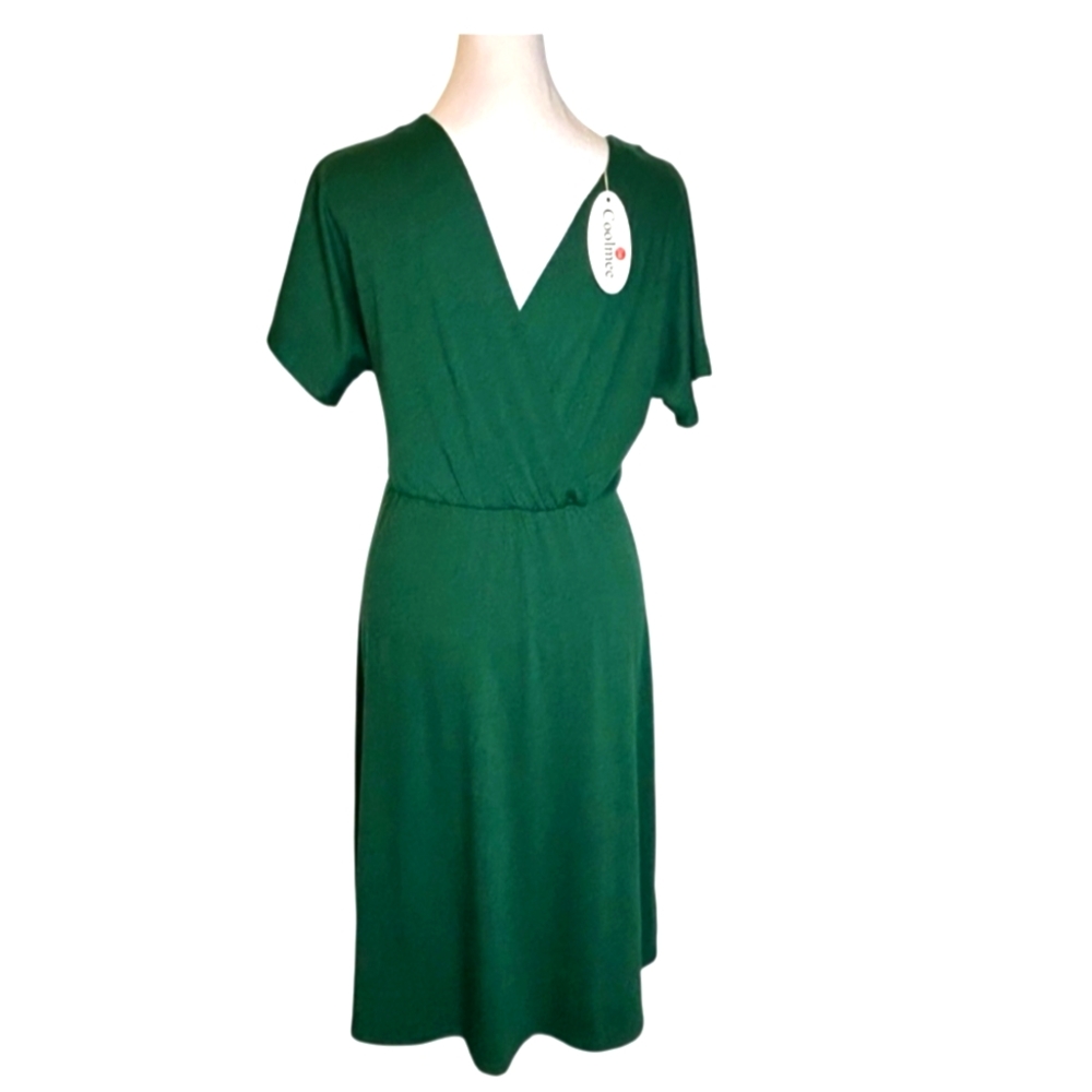 Coolmee Green Wrap-style Midi Dress (Nursing/maternity)